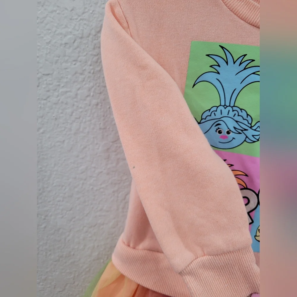 Colorful Trolls Long Sleeve Dress 3t - Picture 6 of 9